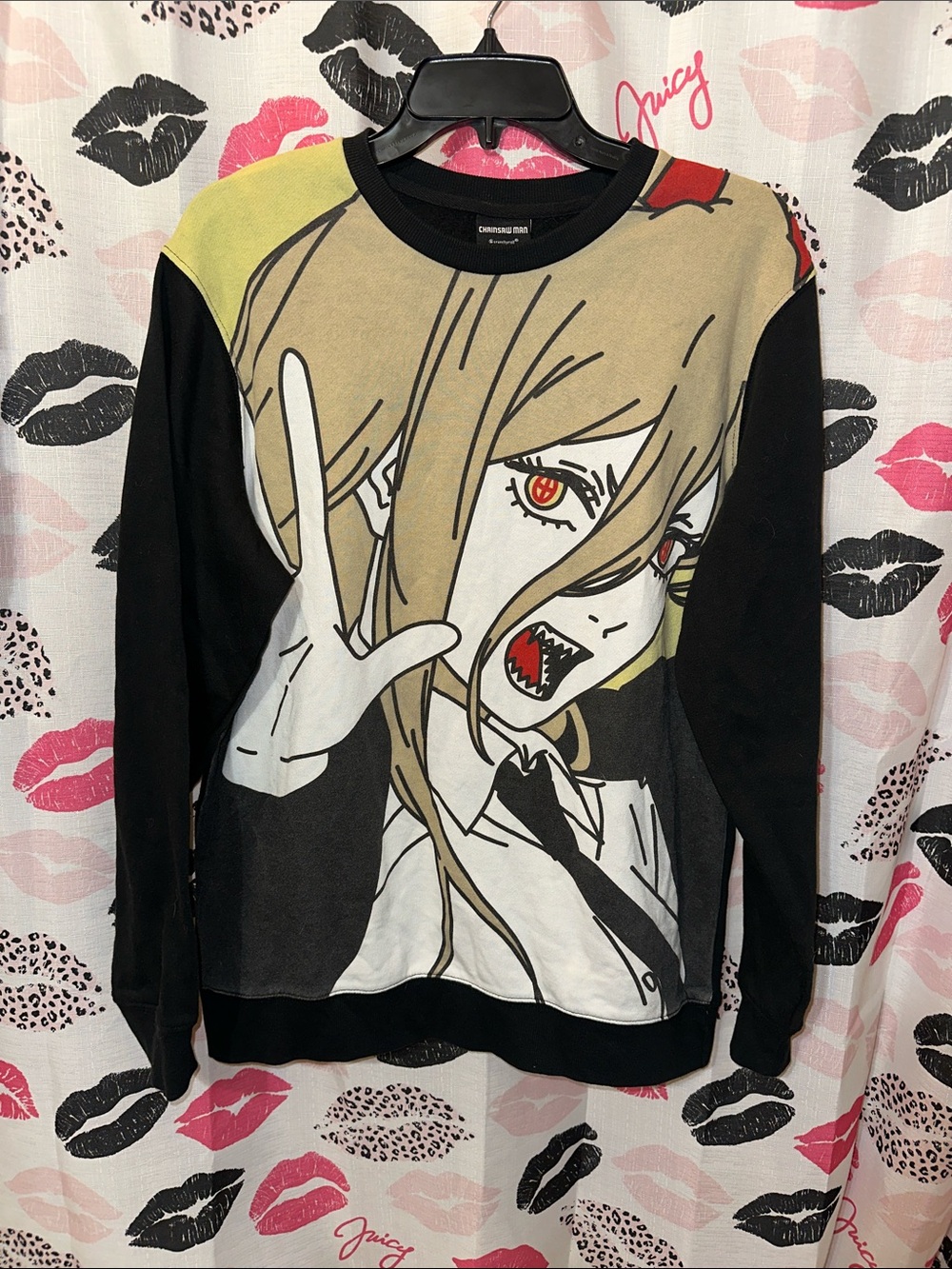 Anime Graphic Sweatshirt with Black Sleeves